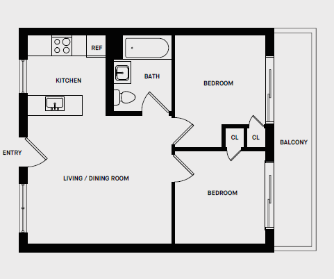 2 Bed 1 Bath